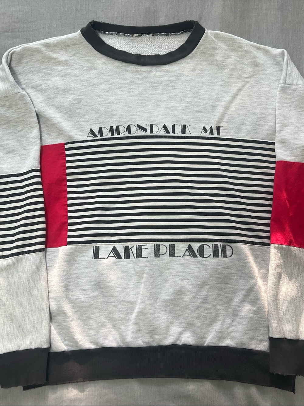 VINTAGE Lake Placid Adirondack Crewneck Sweatshirt - Gray/Black/Red